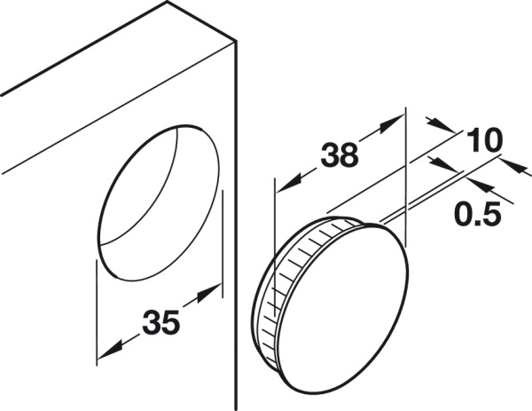 Заглушка пласт.коричн.  35x10,0мм